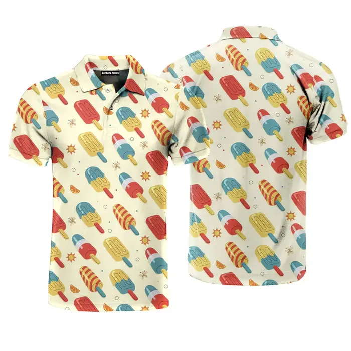 Harajuku manches courtes hommes polos crème glacée impression 3d revers homme haut nouvel été surdimensionné