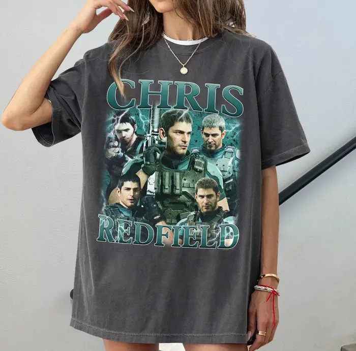 Chris Redfield Gaming imprimé T-shirt femme mode tendance haut printemps/été pur coton unisexe T-shi