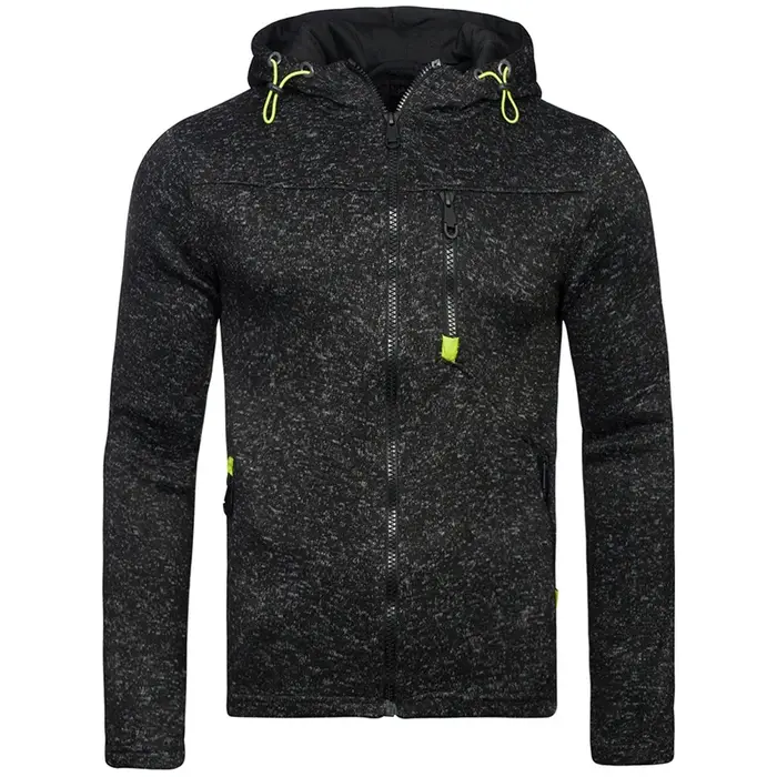 Sweat à capuche pour hommes avec poches latérales à glissière mince laine couleur unie survêtement décontracté