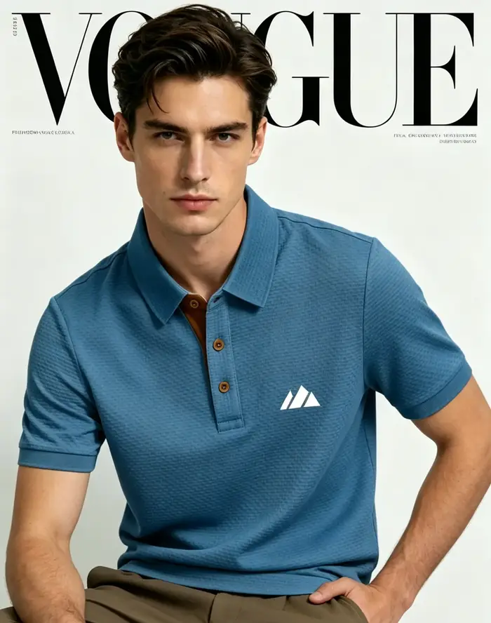 Polo jacquard pour homme avec logo en forme de montagne