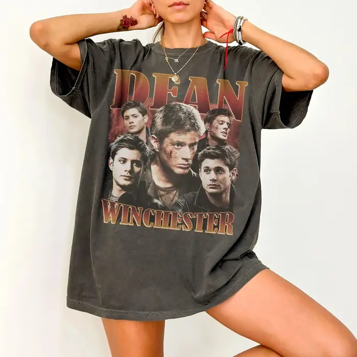 T-shirts vintage Y2K Dean Winchester, chemise Supernatural Winchester, t-shirts à imprimé graphique Harajuku, décontractés, amples, streetwear unisexe