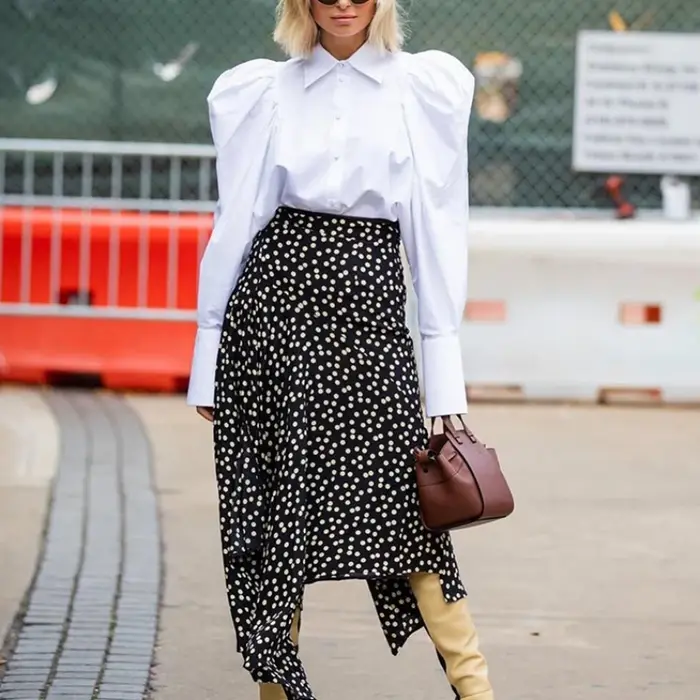 Chemise bouffante à revers bouffant pour femme