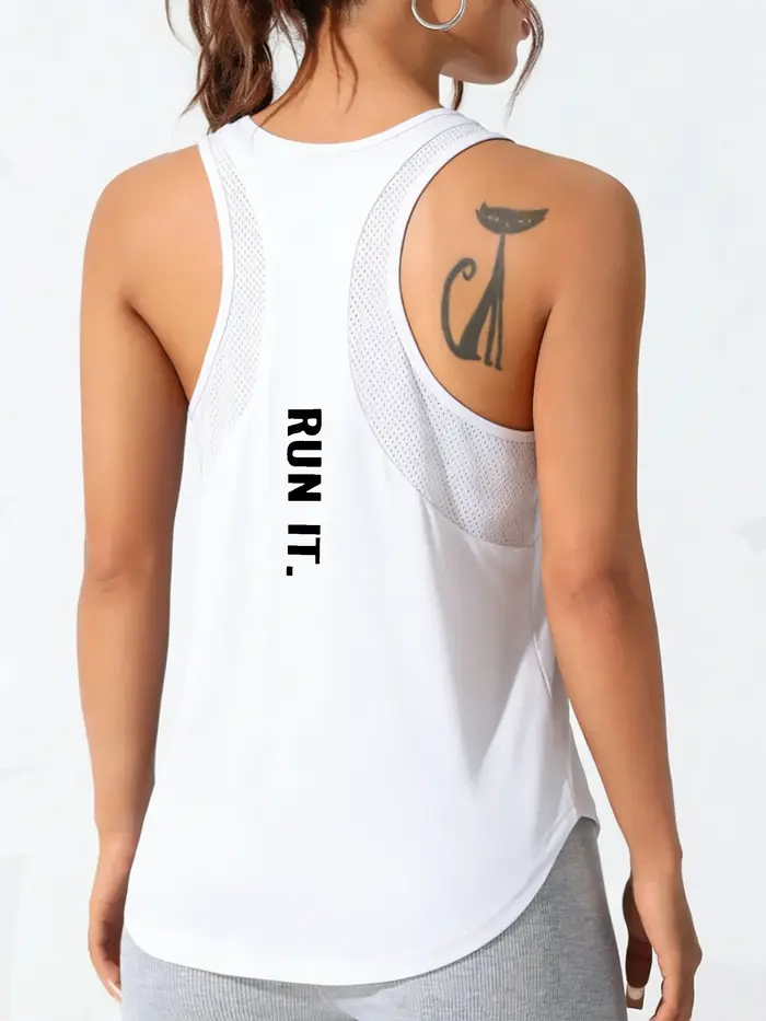 Débardeur Sport Femme Imprimé Lettres Run It Art