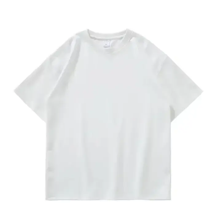 T-shirt en coton pur noir et blanc GSM 500g, col rond, manches courtes, épais et robuste, avec ourle