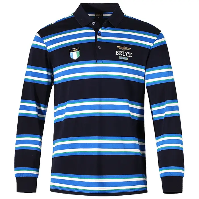 Polo rayé à manches longues pour hommes