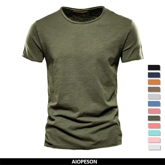 100% coton hommes T-shirt décontracté doux Fitness été mince T-shirts hommes vêtements de maison col