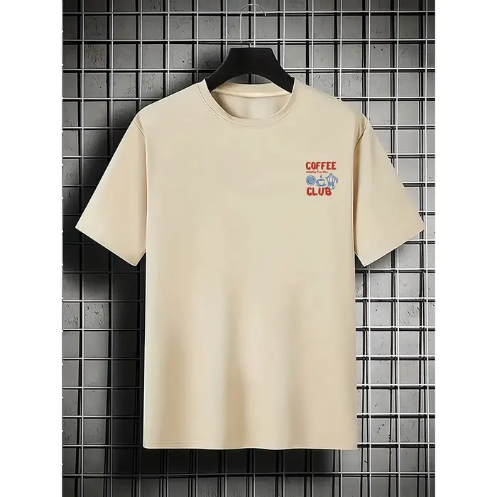 T-shirt décontracté imprimé Coffee Club pour hommes