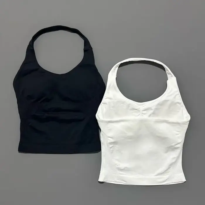 Débardeur de sport sans couture pour femme avec coussinets amovibles