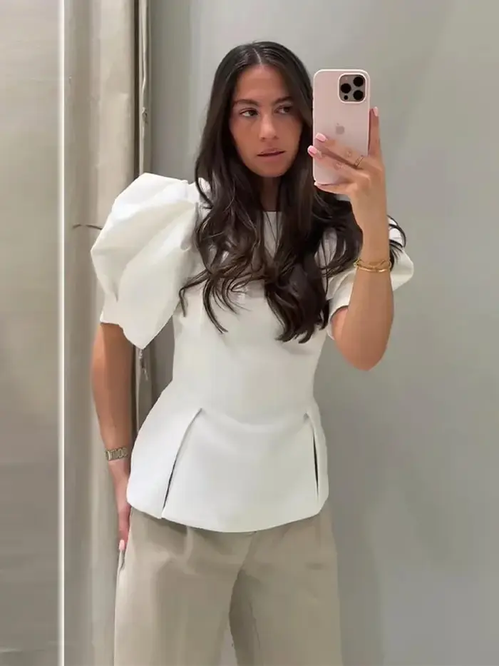 T-shirts d'été à manches courtes bouffantes pour femmes
