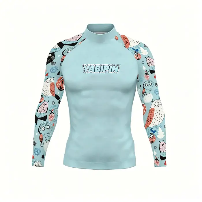 Rashguard à manches longues à séchage rapide pour homme avec col montant – T-shirt de plage anti-UV