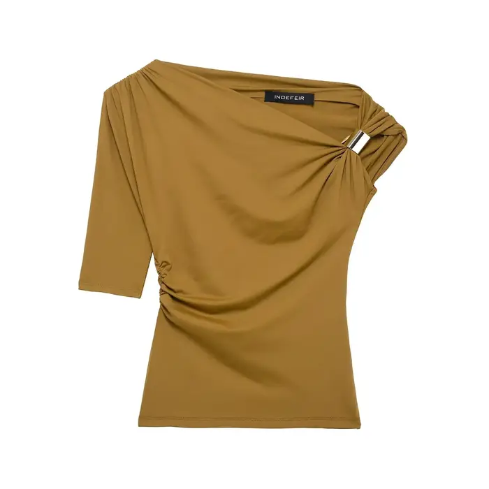 T-shirt en nylon asymétrique coupe ajustée