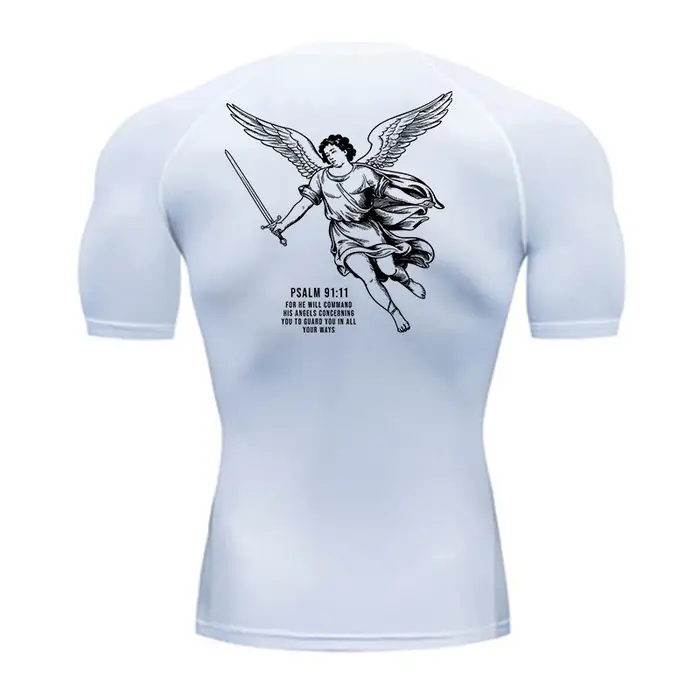 Angel graphique athlétique séchage rapide t-shirts pour hommes chrétien gymnastique entraînement course Compression
