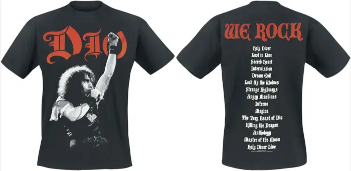 T-shirt Dio Holy Diver, T-shirt Heavy Metal avec couverture classique et impression de paroles au do