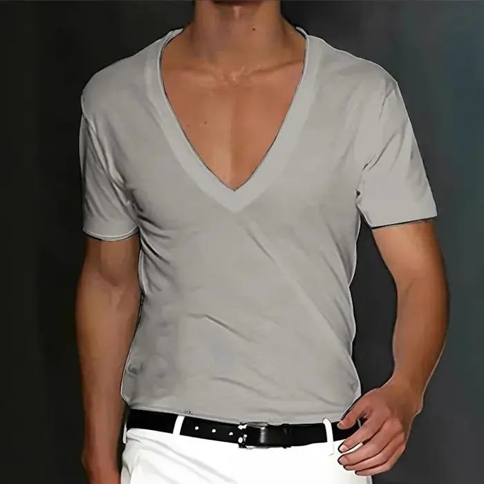 T-Shirt à manches courtes et col en v pour hommes