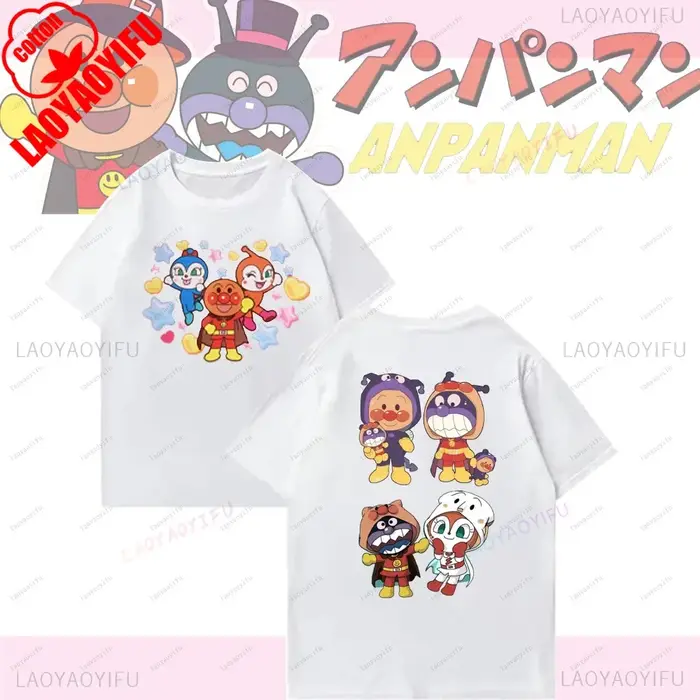 Anpanman mignon dessin animé drôle hauts unisexe femmes hommes t-shirt Hipster à manches courtes nouveauté tendance vêtements mode t-shirts