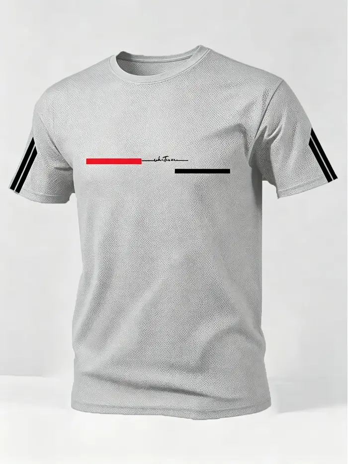 T-shirt de sport pour homme à séchage rapide, en maille respirante, à manches courtes, col rond, déc