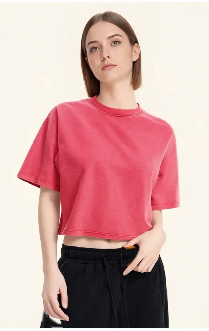 Personnalisé LOLO femmes Sexy chemise courte ventre-baring Hip Hop Streetwear 100% coton T-shirts surdimensionné lavé t-shirt unisexe rétro