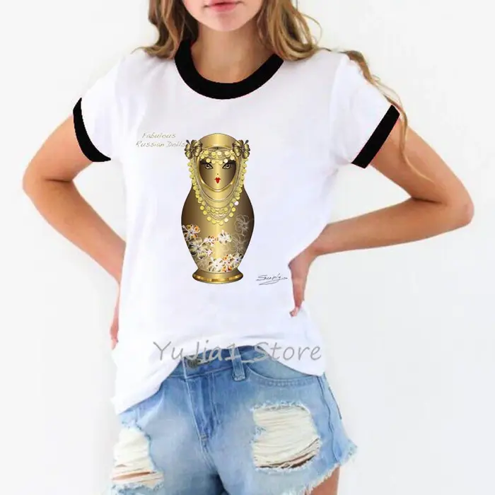 T-shirt vintage pour femmes, streetwear, humoristique, avec perles, style Harajuku, kawaii