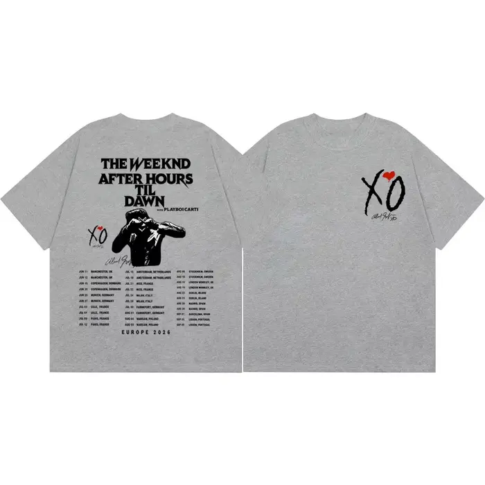 T-shirt graphique The Weeknd After Hours Til Dawn Tour 2026, T-shirt vintage hip-hop à manches court