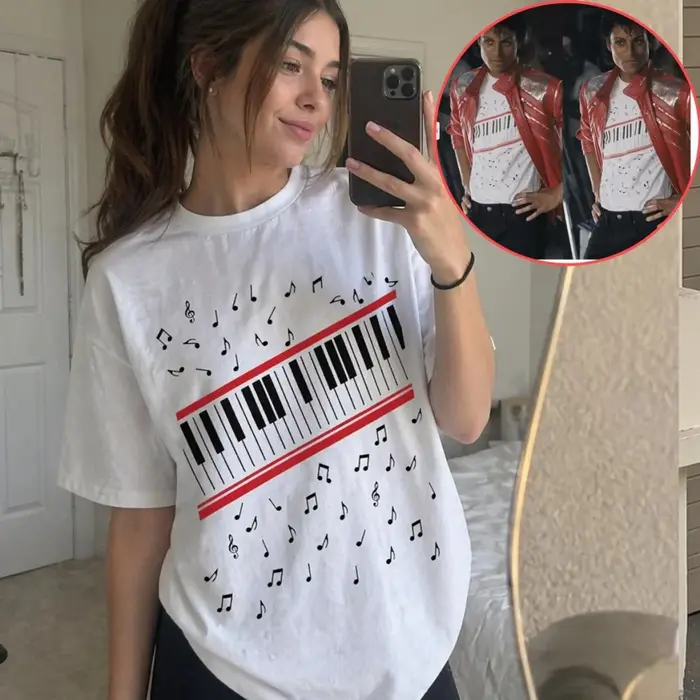 T-shirt Michael J Beat It Clavier de piano