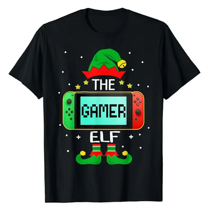 T-shirt de Noël elfe assressentiGamer Family Gaming pour enfants et hommes