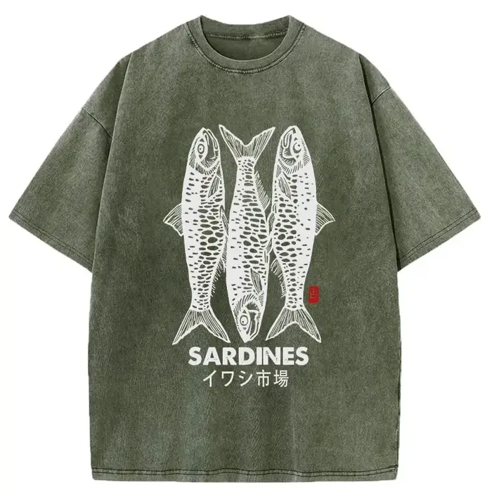Dessin animé poisson salé imprimé unisexe T-Shirt ample surdimensionné lavage à manches courtes été 2025 Design de mode haut décontracté Harajuku Chic T