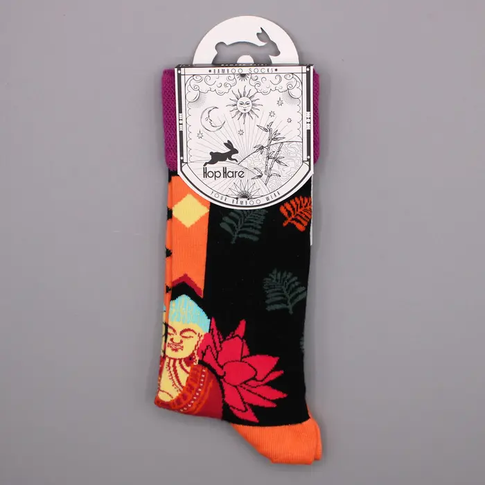 Hop Hare Bamboo Socks (36-40) - Pink Buddha & Lotus