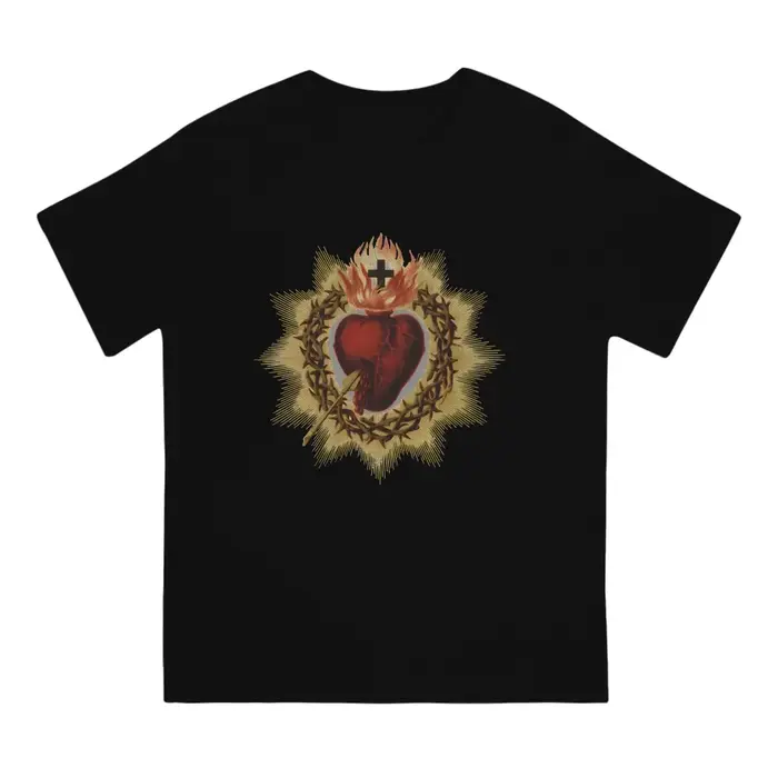 T-Shirt Manches Courtes Col Ras du Cœur Catholique pour Homme
