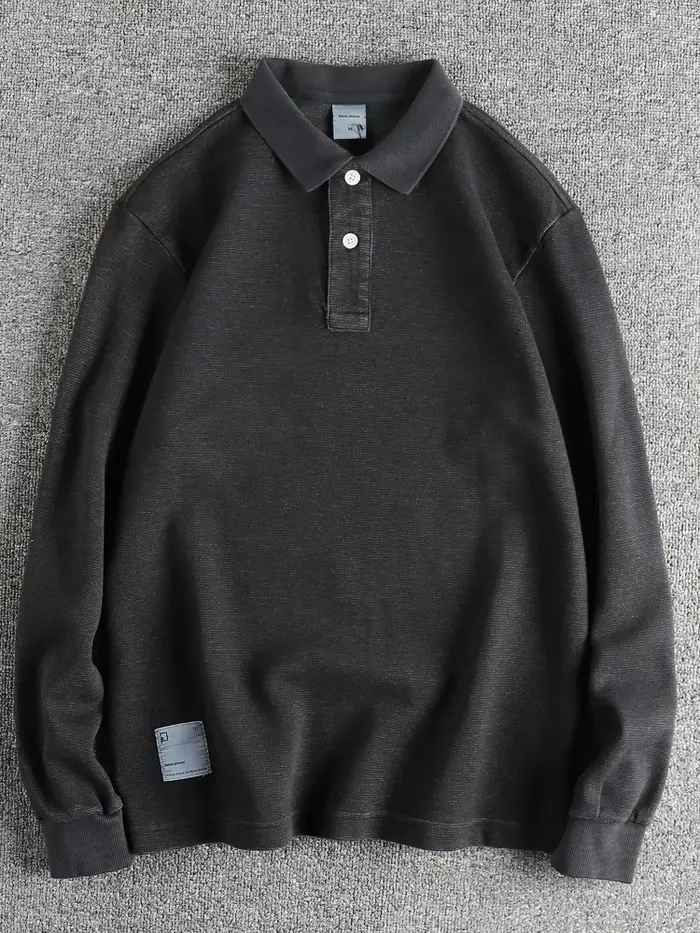 Polo rétro américain à manches longues pour hommes