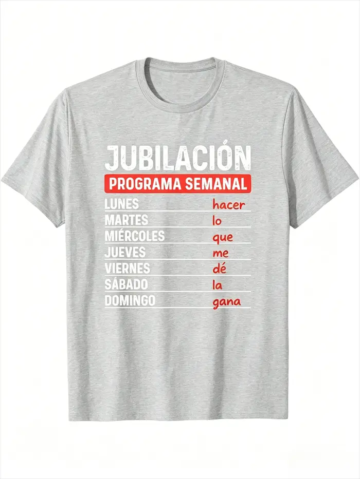 T-shirt pour homme avec citation amusante sur la retraite 2025 - Design Jubilacion, noir avec impression rouge et blanche, tee-shirt décontracté d'été pour les personnes en retraite