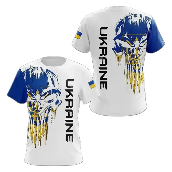 T-shirt Homme Drapeau Ukraine Hauts Camouflage Armée Ukrainienne Manches Courtes Maillot Été Col Rond Oversize