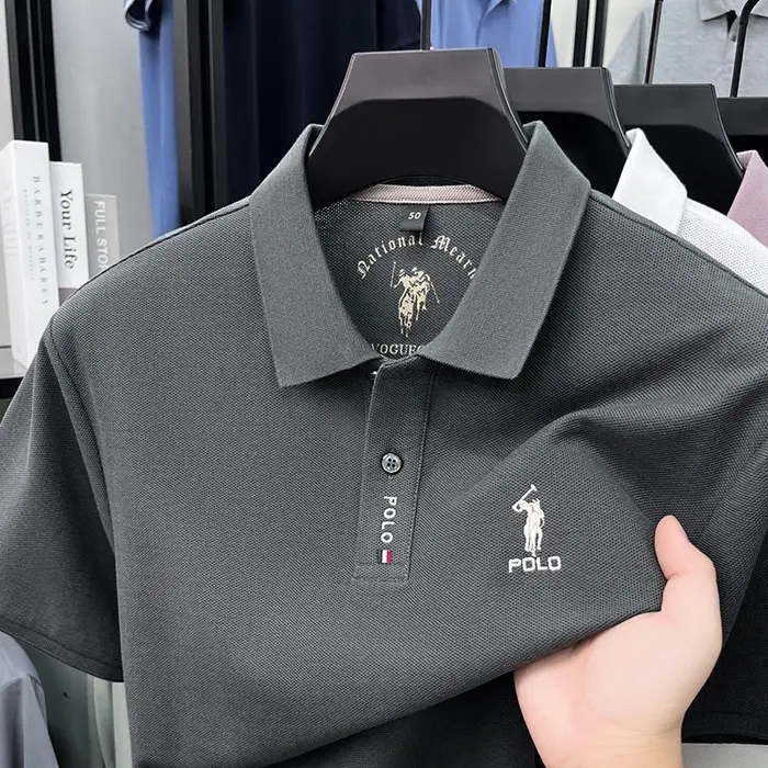 Marque de luxe à manches courtes mercerisé coton polo shirt été nouveau hommes d'affaires t