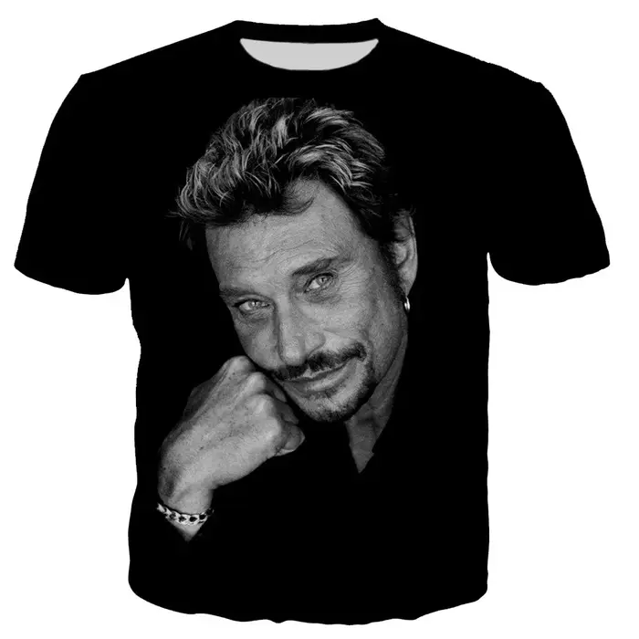 Nouveau le plus populaire chanteur Pop Johnny Hallyday 3D imprimé T-shirt hommes femmes Rock décontracté Streetwear vêtements Hip Hop Harajuku hauts