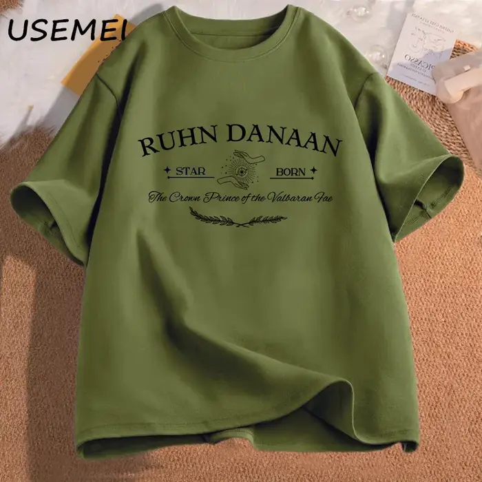 Ruhn Danaan-T-Shirt à Manches Courtes en Coton pour Amoureux des Livres, Vêtement Croissant de Ville