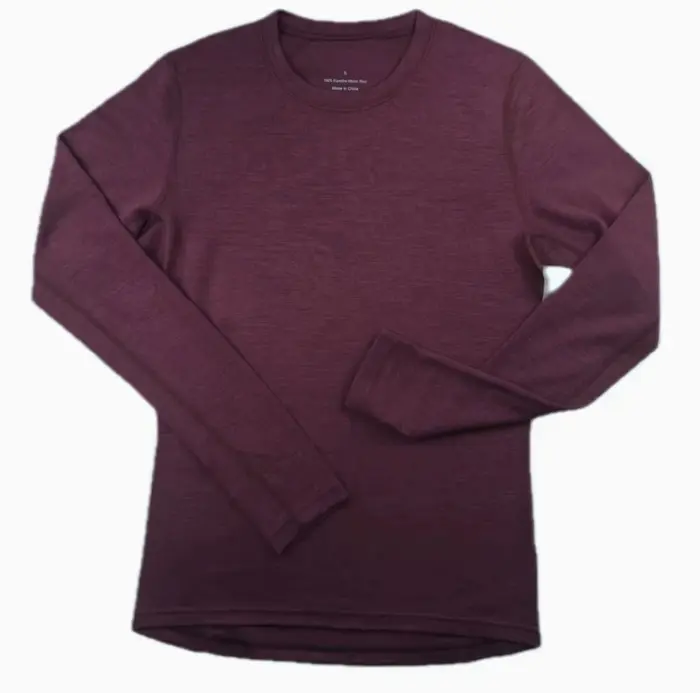 T-shirt à col rond 100% laine mérinos pour femmes Chemises à manches longues