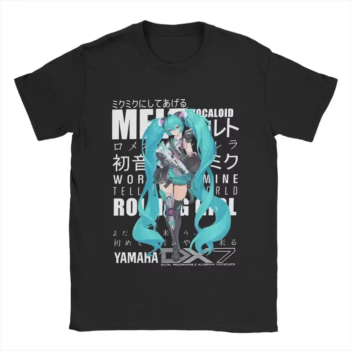 Nouveau T-shirt Anime Hatsune Miku 2026 pour Homme – Haut en Coton Esthétique à Col Rond et Manches 