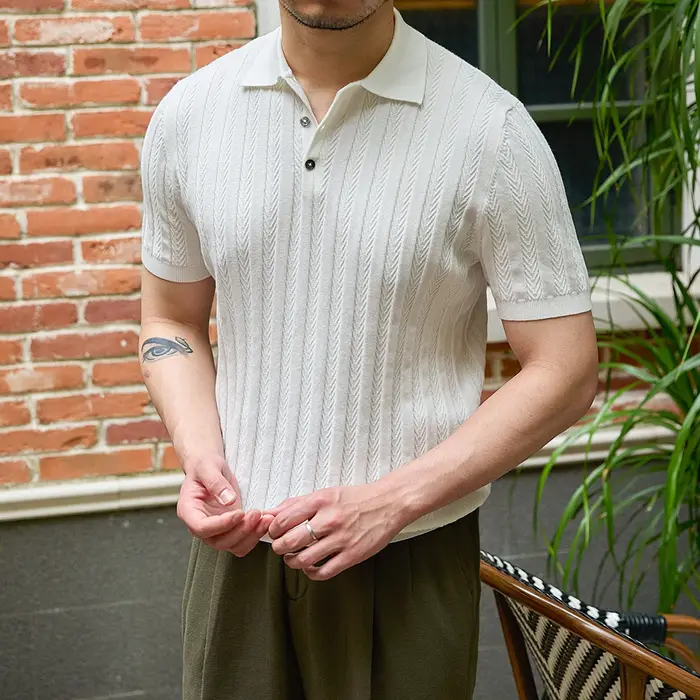 Mr. Lusan-Polo Jacquard à Revers à oral rons pour Homme
