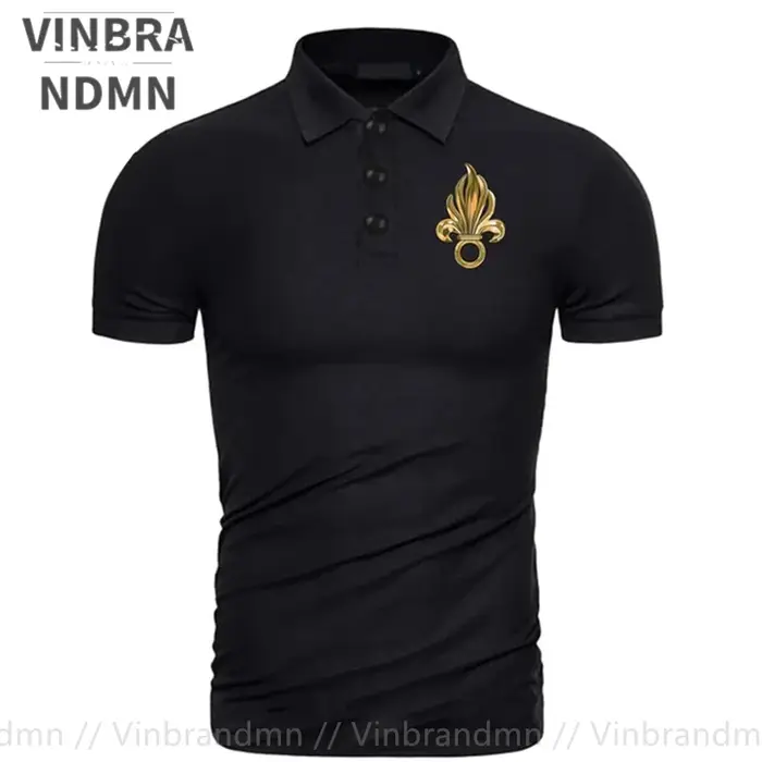 Polo manches courtes homme, 100% coton, décontracté, avec logo de la Légion étrangère française