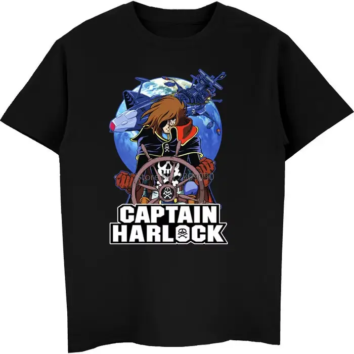 Anime capitaine Harlock T-shirt hommes coton à manches courtes