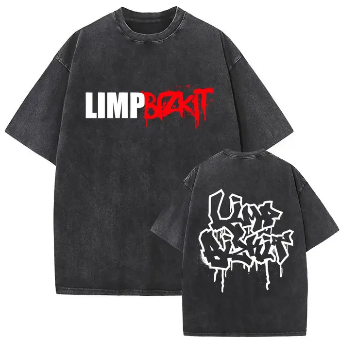 Y2k t-shirt hommes vêtements lavé Vintage groupe de Rock Limp Bizkit Album graphique 2025 hommes vêt