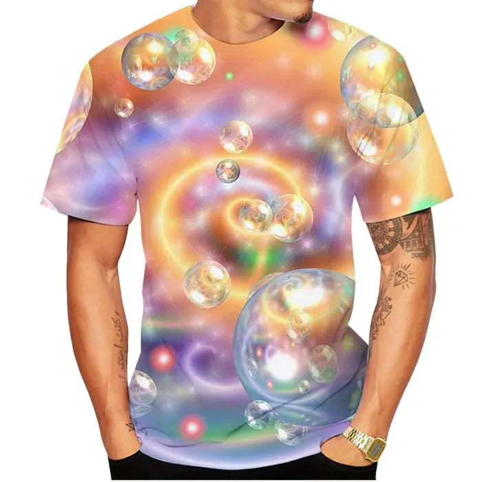 T-shirt à motif de bulles arc-en-ciel pour hommes