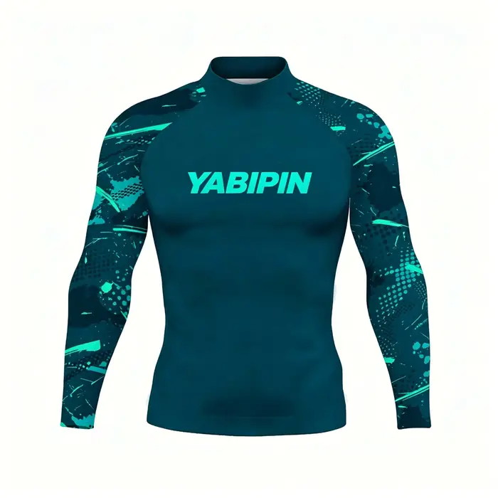 Rashguard à manches longues à séchage rapide pour homme avec col montant – T-shirt de plage anti-UV
