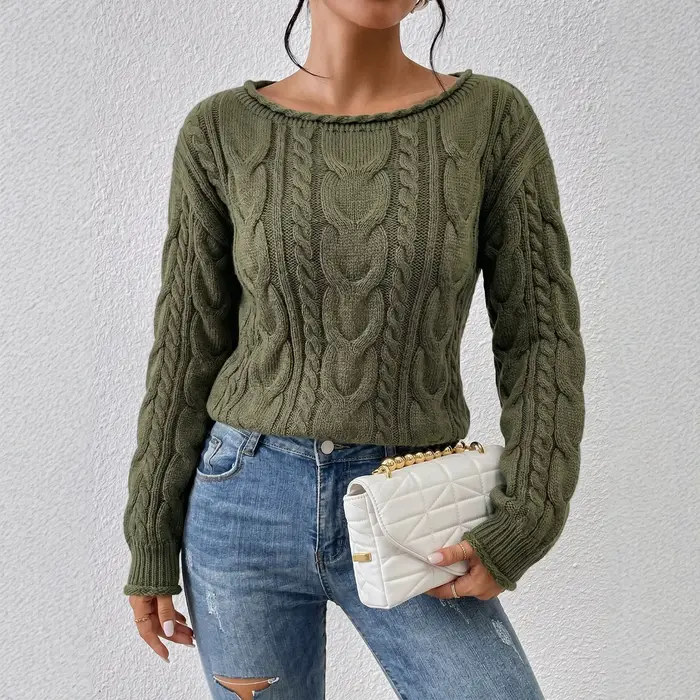 Hauts pour femmes, vêtements pour femmes en tricot à col rond