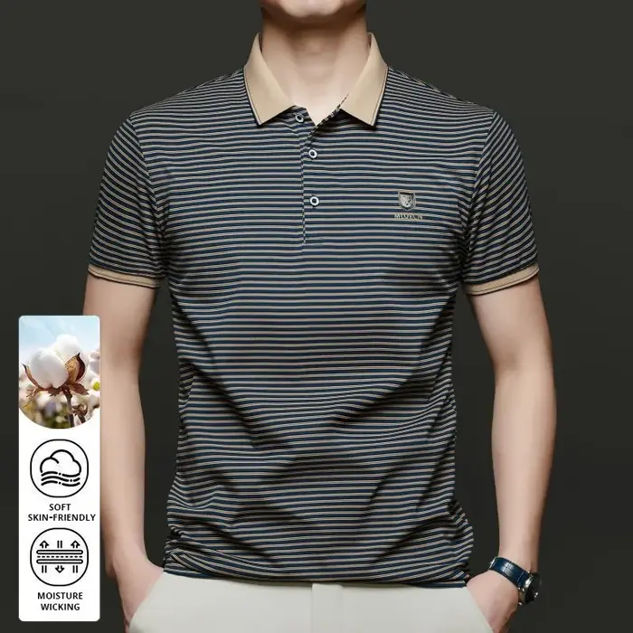 Top Grade été marque Designer polos pour hommes été dépouillé coupe ajustée à manches courtes décont