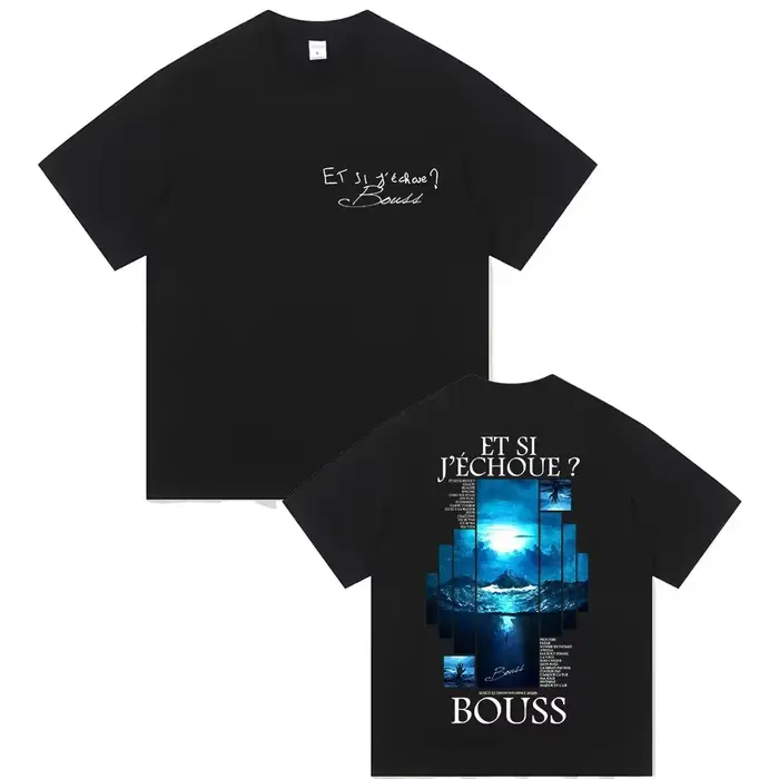 T-shirt rétro pour hommes et femmes, 100% coton, Rapper BOUSS ET SI J 'echoue-tour, 2026, unisexe, p