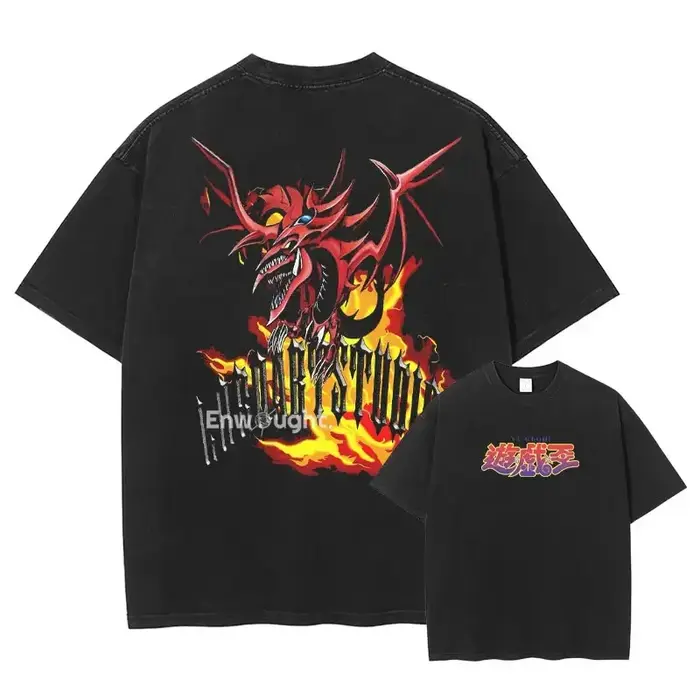 Yu Gi Oh T-shirt Anime Manga Vintage délavé hauts t-shirts magicien foncé fille Yuugi Kaiba Seto surdimensionné DTG