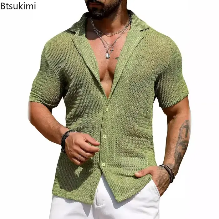 Polo uni en tricot à manches courtes pour hommes