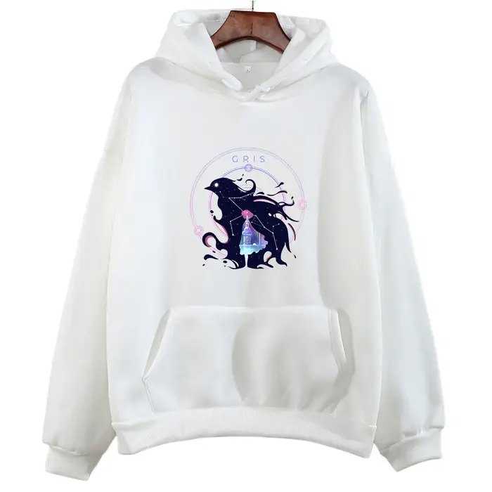 Gris Raven-Sweat-shirt à manches longues pour hommes et femmes, sweats à capuche décontractés, pulls