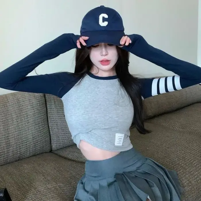 Skinny Crop Tshirts 2025 Femmes Hauts Rayé