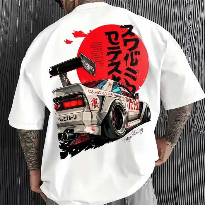 T-shirt graphique JDM Racing Car pour homme 100 % coton
